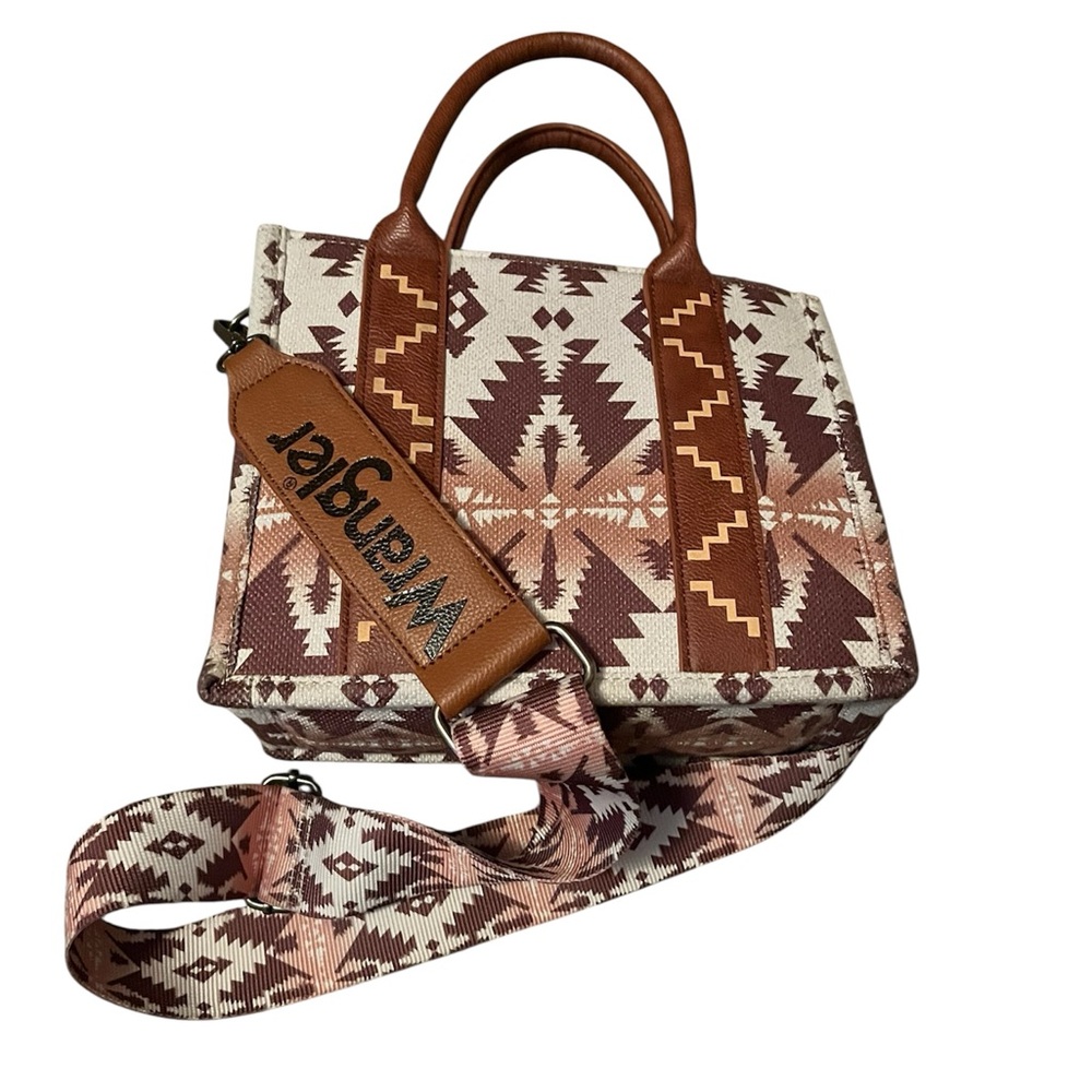Wrangler Brown and Cream Geometric Tote Bag